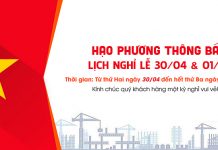 thông báo nghỉ lể 30-4