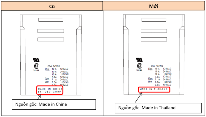 Nơi sản xuất của dòng relay RR sẽ chuyển từ Trung Quốc sang Thái Lan