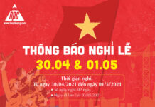 Hạo Phương thông báo lịch nghỉ lễ 30/04 và 01/5 năm 2021