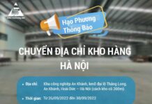 Hạo Phương thông báo chuyển địa chỉ kho hàng chi nhánh Hà Nội